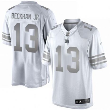 Men's New York Giants #13 Odell Beckham Jr. White Platinum Limited Jersey