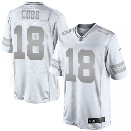 Men's Green Bay Packers #18 Randall Cobb White Platinum Limited Jersey