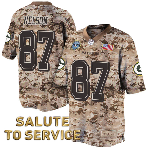 Green Bay Packers #87 Jordy Nelson Salute to Service Digital Camo Jersey