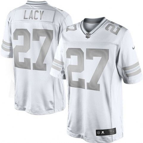 Men's Green Bay Packers #27 Eddie Lacy White Platinum Limited Jersey