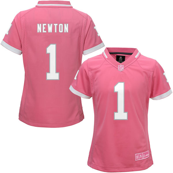 Women's Carolina Panthers #1 Cam Newton Pink Bubble Gum Jersey