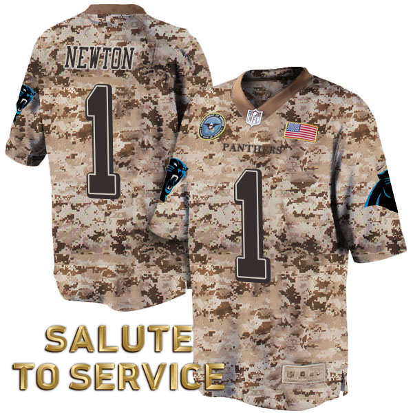 Carolina Panthers #1 Cam Newton Salute to Service Digital Camo Jersey