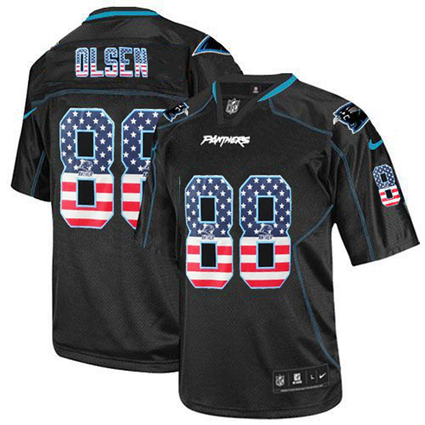 Carolina Panthers #88 Greg Olsen Nike Black USA Flag Fashion Jersey