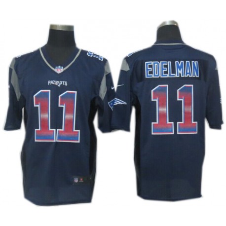 New England Patriots #11 Julian Edelman Navy Blue Fashion Strobe Jersey