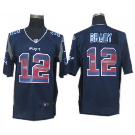 New England Patriots #12 Tom Brady Navy Blue Fashion Strobe Jersey