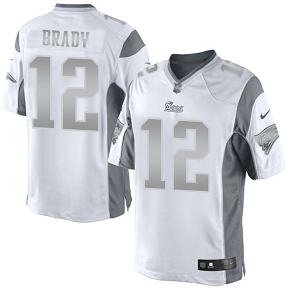 Men's New England Patriots #12 Tom Brady White Platinum Limited Jersey