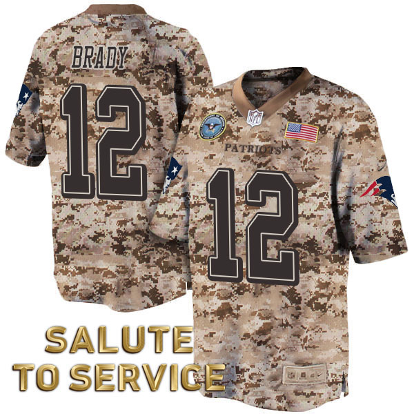 New England Patriots #12 Tom Brady Salute to Service Digital Camo Jersey