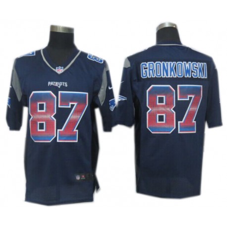 New England Patriots #87 Rob Gronkowski Navy Blue Fashion Strobe Jersey