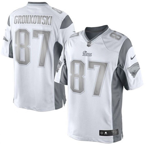 Men's New England Patriots #87 Rob Gronkowski White Platinum Limited Jersey