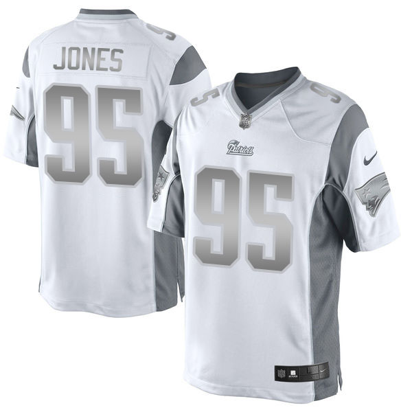 Men's New England Patriots #95 Chandler Jones White Platinum Limited Jersey