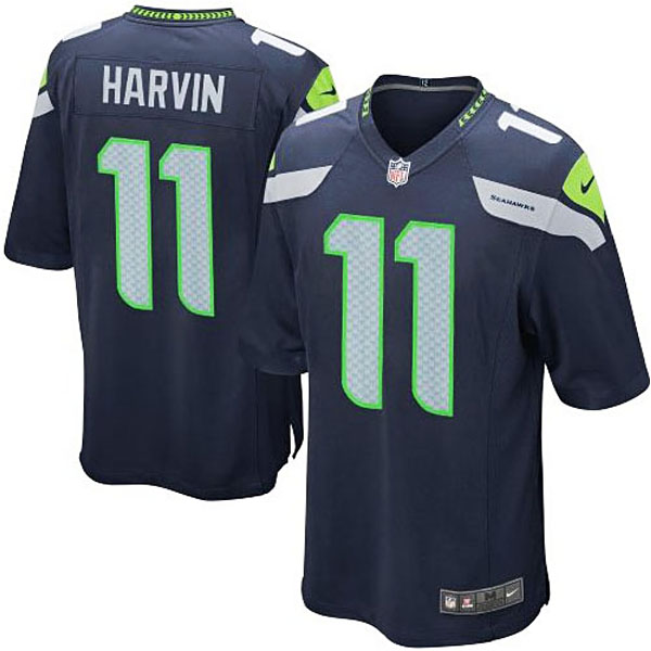 Mens Seattle Seahawks #11 Percy Harvin Nike College Navy Game Jersey