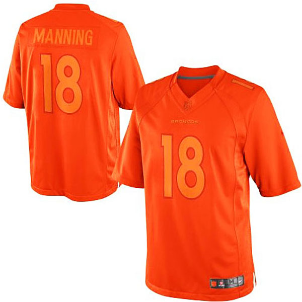 Mens Denver Broncos #18 Peyton Manning Nike Orange Drenched Limited Jersey