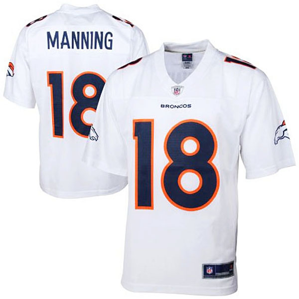 Mens Denver Broncos #18 Peyton Manning Pro Line White Player Jersey