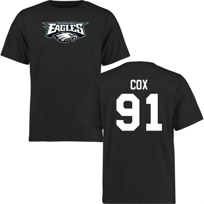 Philadelphia Eagles #91 Fletcher Cox Black Name & Number Wordmark T-shirt