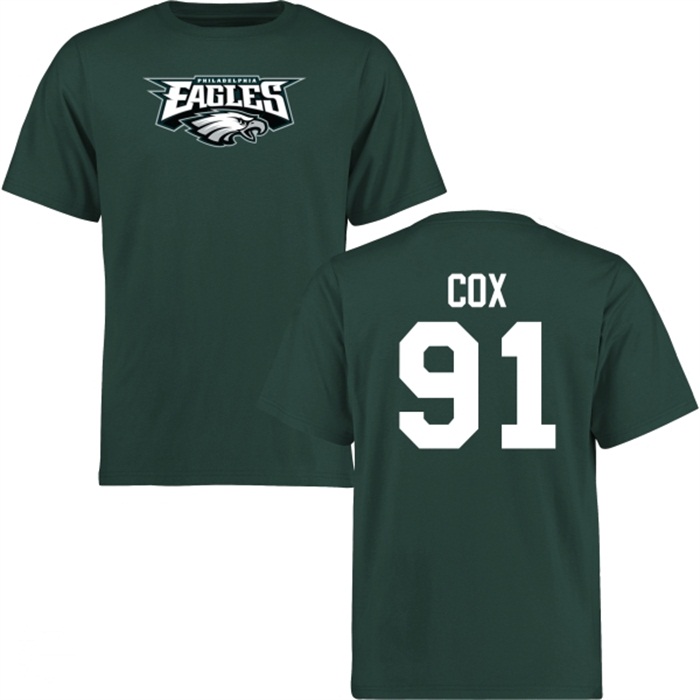 Philadelphia Eagles #91 Fletcher Cox Green Name & Number Wordmark T-shirt