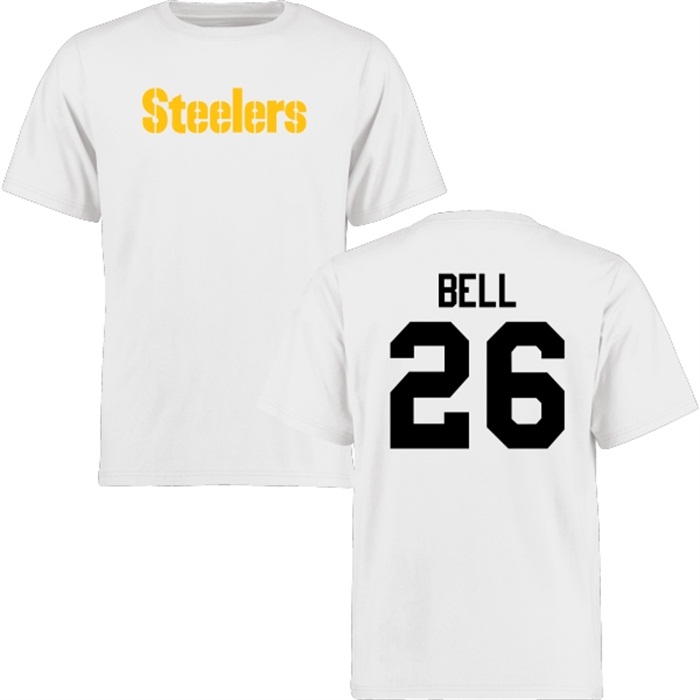 Pittsburgh Steelers #26 Le'Veon Bell White Name & Number Wordmark T-shirt