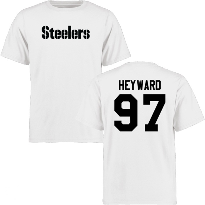 Pittsburgh Steelers #97 Cameron Heyward White Name & Number Wordmark T-shirt