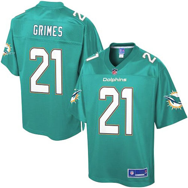 Pro Line Men's Miami Dolphins #21 Brent Grimes Team Color Jersey - Aqua