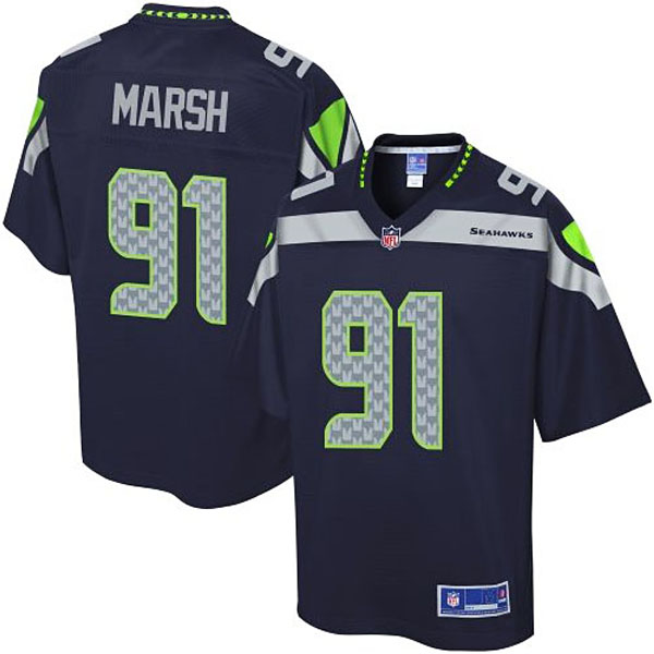 Pro Line Men's Seattle Seahawks #91 Cassius Marsh Team Color Game Jersey