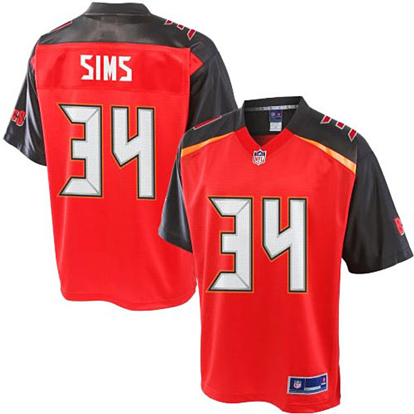 Mens Pro Line Charles Sims Red Tampa Bay Buccaneers #34 Jersey