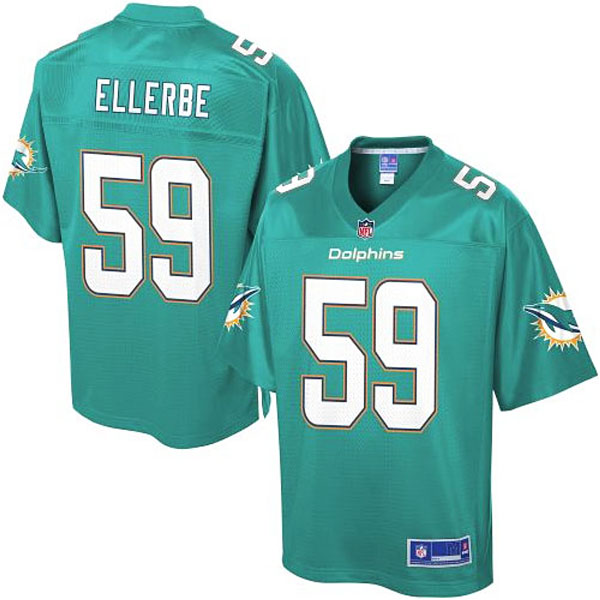 Pro Line Men's Miami Dolphins #59 Dannell Ellerbe Team Color Jersey - Aqua