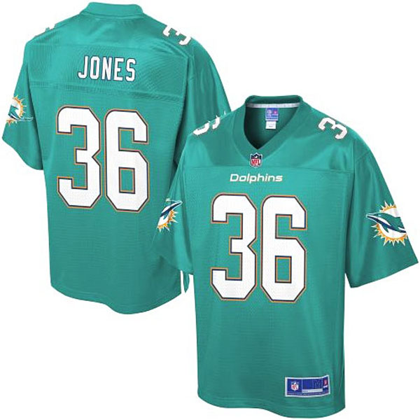 Pro Line Men's Miami Dolphins #36 Don Jones Team Color Jersey - Aqua