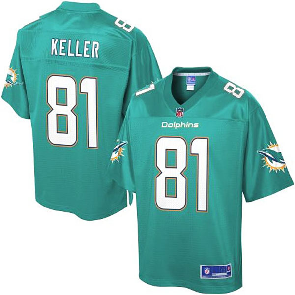 Pro Line Men's Miami Dolphins #81 Dustin Keller Team Color Jersey - Aqua