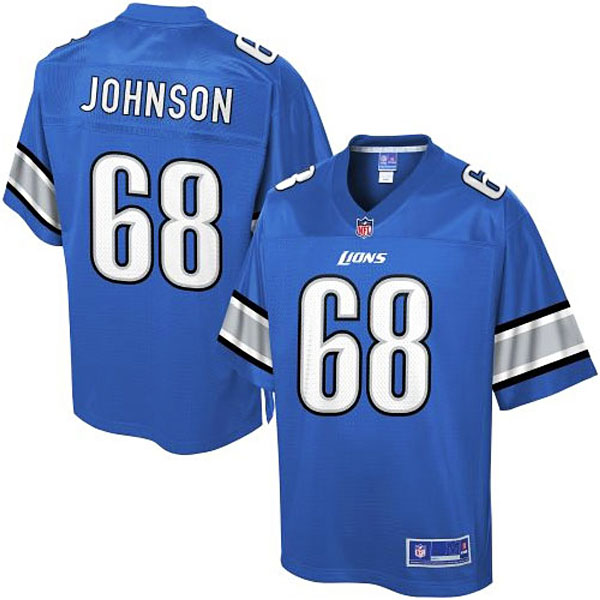 Pro Line Mens Detroit Lions #68 George Johnson Team Color NFL Jersey