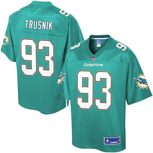 Pro Line Men's Miami Dolphins #93 Jason Trusnik Team Color Jersey - Aqua