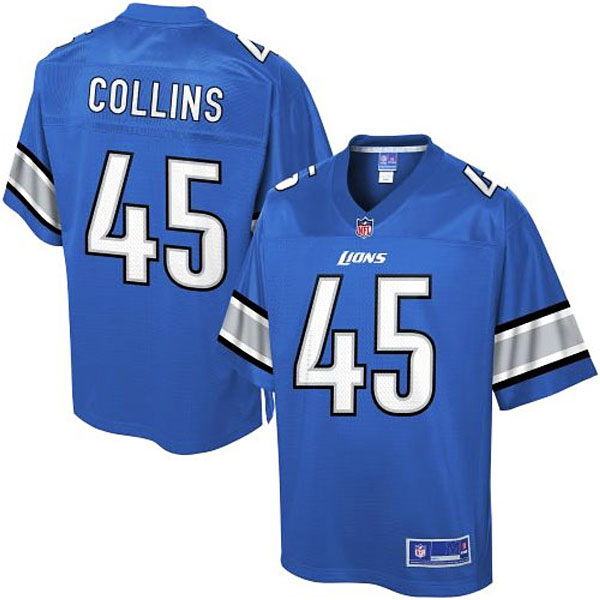 Pro Line Mens Detroit Lions #45 Jed Collins Team Color NFL Jersey