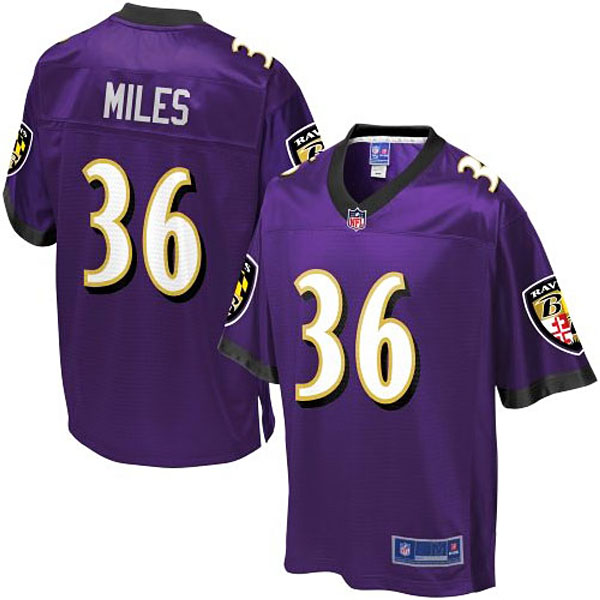 Pro Line Mens Baltimore Ravens #36 Jeromy Miles Team Color Jersey