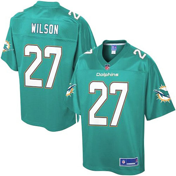 Pro Line Men's Miami Dolphins #27 Jimmy Wilson Team Color Jersey - Aqua