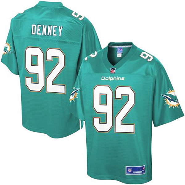 Pro Line Men's Miami Dolphins #92 John Denney Team Color Jersey - Aqua