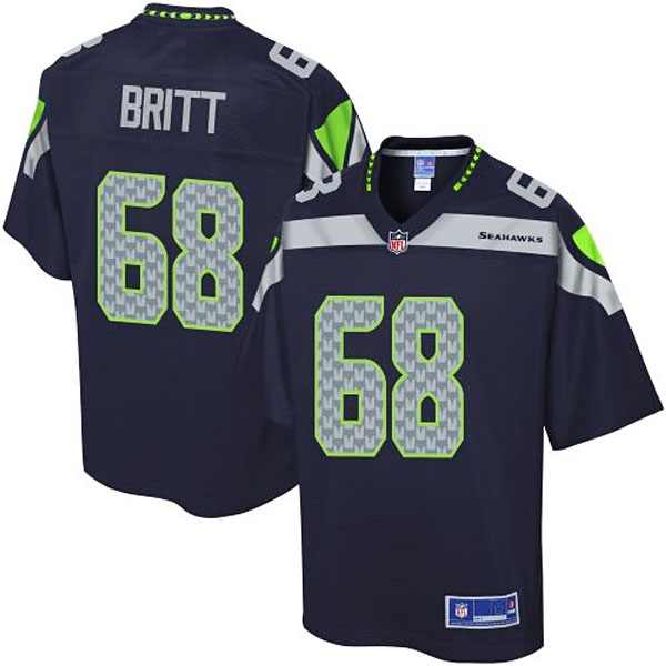 Pro Line Men's Seattle Seahawks #68 Justin Britt Team Color Game Jersey