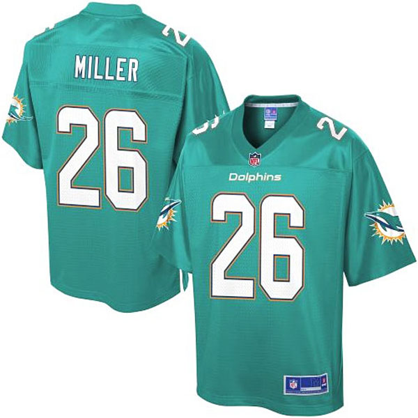 Pro Line Men's Miami Dolphins #26 Lamar Miller Team Color Jersey - Aqua