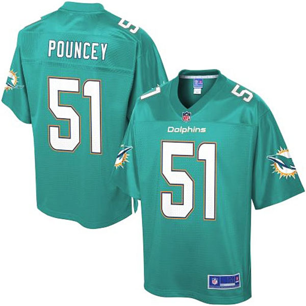 Pro Line Men's Miami Dolphins #51 Mike Pouncey Team Color Jersey - Aqua