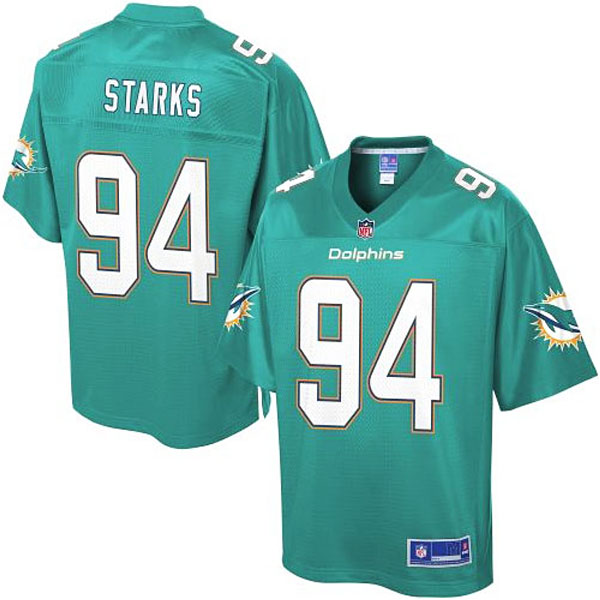 Pro Line Men's Miami Dolphins #94 Randy Starks Team Color Jersey - Aqua