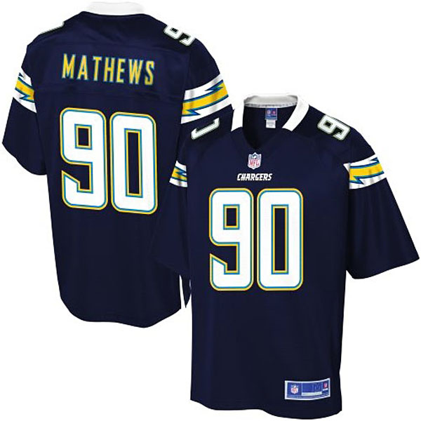 Pro Line Mens San Diego Chargers #90 Ricardo Mathews Team Color Jersey