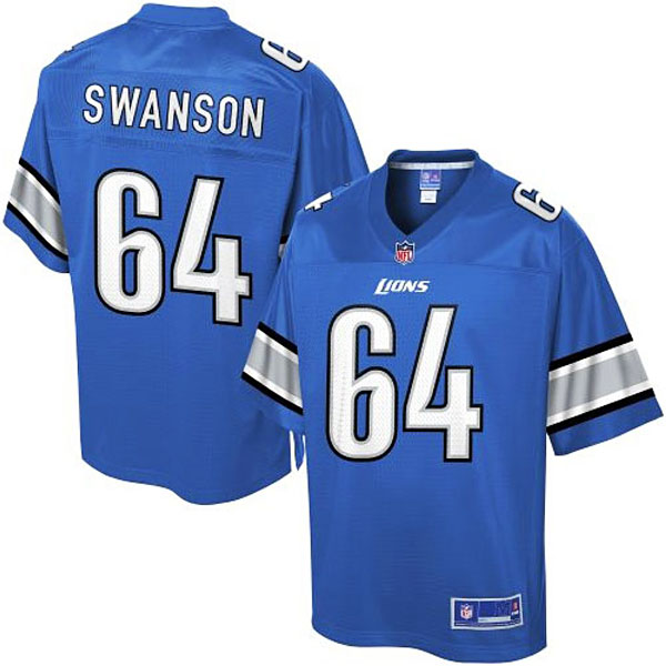 Pro Line Mens Detroit Lions #64 Travis Swanson Team Color NFL Jersey