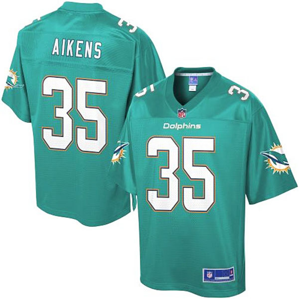 Pro Line Mens Miami Dolphins #35 Walt Aikens Team Color Jersey