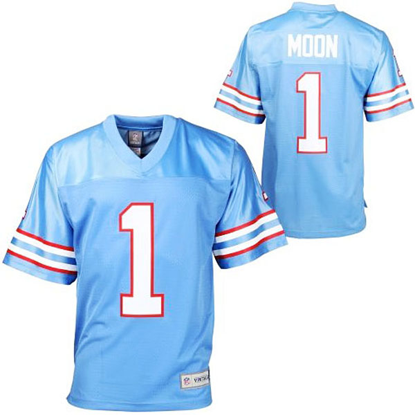 Pro Line Warren Moon Houston Oilers #1 Retired Player Throwback Jersey-Light Blue