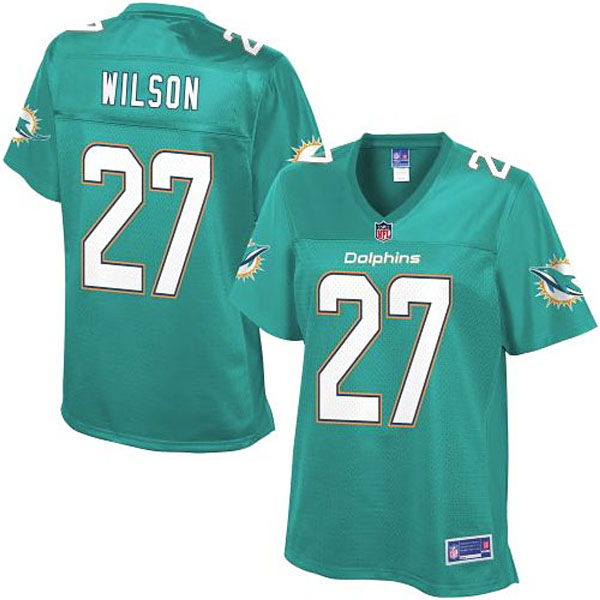 Pro Line Women's Miami Dolphins #27 Jimmy Wilson Team Color Jersey - Aqua