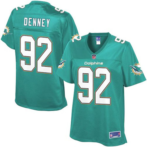 Pro Line Women's Miami Dolphins #92 John Denney Team Color Jersey - Aqua