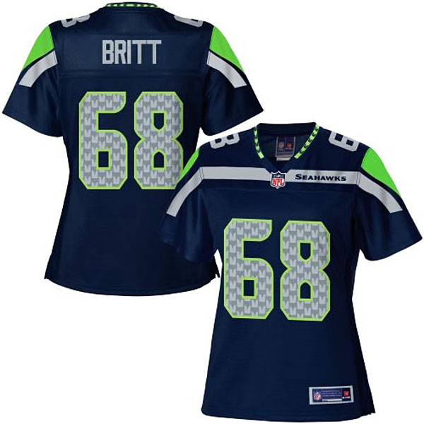 Pro Line Women's Seattle Seahawks #68 Justin Britt Team Color Game Jersey