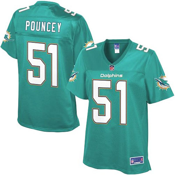 Pro Line Women's Miami Dolphins #51 Mike Pouncey Team Color Jersey - Aqua