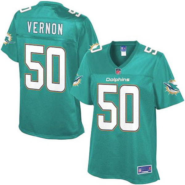 Pro Line Women's Miami Dolphins #50 Olivier Vernon Team Color Jersey - Aqua