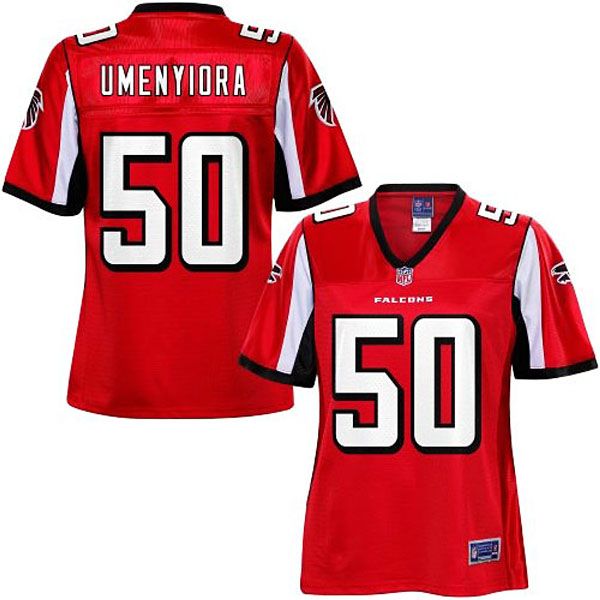 Pro Line Women's Atlanta Falcons #50 Osi Umenyiora Team Color Jersey-Red