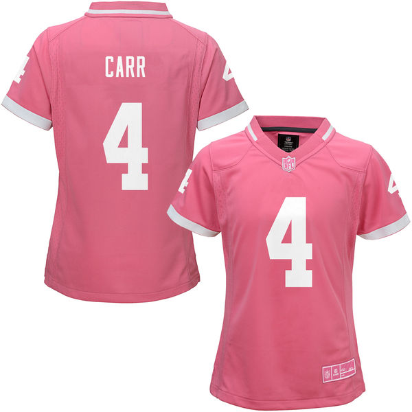 Women's Oakland Raiders #4 Derek Carr Pink Bubble Gum Jersey