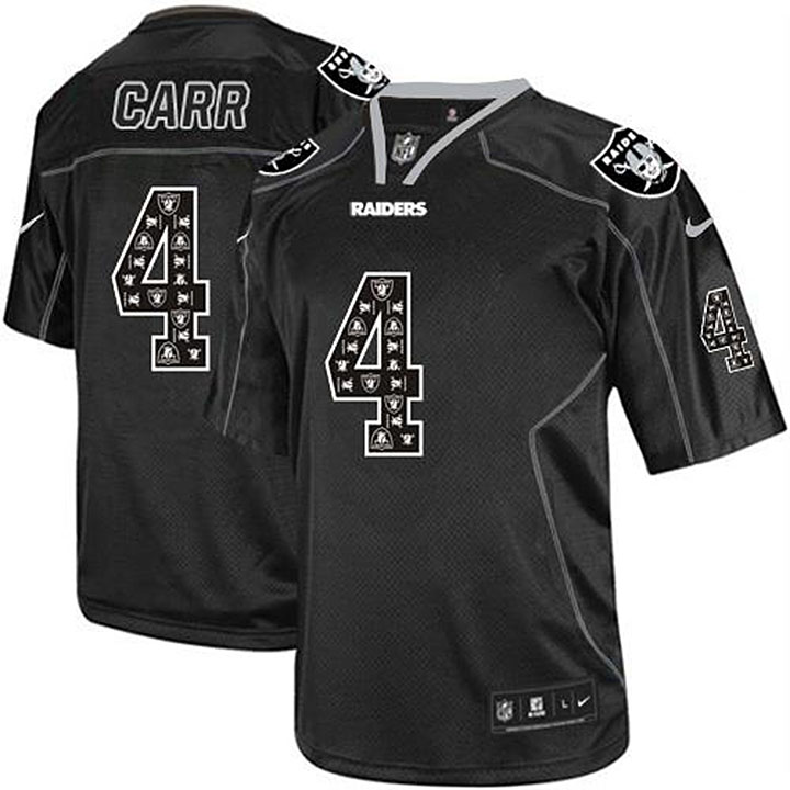 NFL Oakland Raiders Logo #4 Derek Carr Lights Out Elite Black Jersey