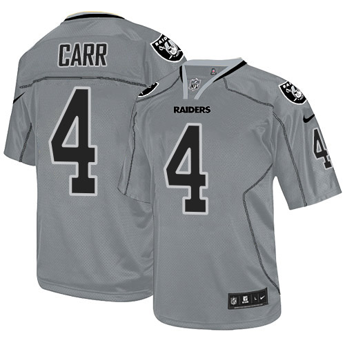 Men's Oakland Raiders #4 Derek Carr Grey Lights Out Jersey